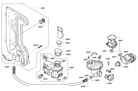 Pump Diagram and Parts List for SHE9PT55UC 70 Bosch Dishwasher