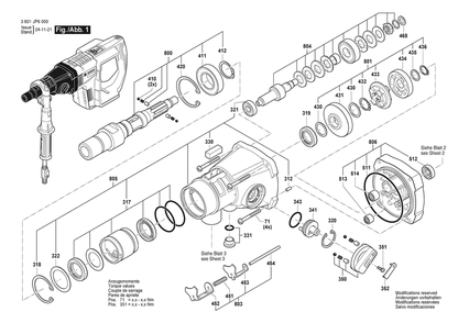 Section 1 Diagram and Parts List for 3601JP6000  Bosch Drill