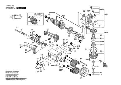 Section 1 Diagram and Parts List for GWS23-230 0601362060 Bosch Angle Grinder