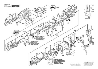 Section 1 Diagram and Parts List for GBH2S 0611226039 Bosch Hammer Drill