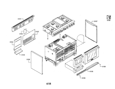 Main Unit Diagram and Parts List for PRD48JDSGU 09 Thermador Range