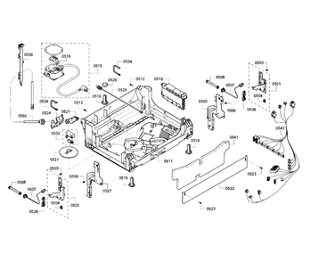Base Diagram and Parts List for SHE53T56UC 02 Bosch Dishwasher