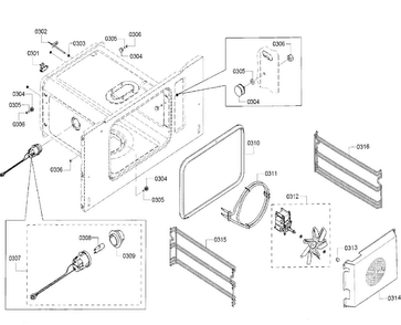 Convection Diagram and Parts List for HSLP451UC 01 Bosch Wall Oven