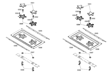 Burner Assy Diagram and Parts List for PRG364EDH02  Thermador Range