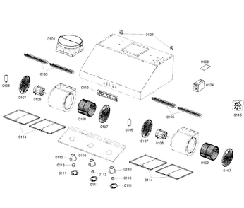Range Hood Diagram and Parts List for HPWB48FS 01 Thermador Range Hood