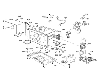 Body Diagram and Parts List for HBL5760UC 01 Bosch Microwave