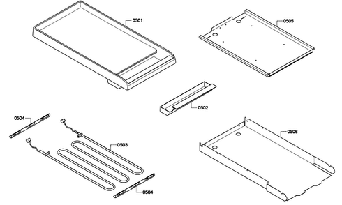 Griddle Diagram and Parts List for PRD364GDHU 01 Thermador Range