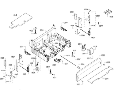 Base Diagram and Parts List for SHX33RF5UC 64 Bosch Dishwasher