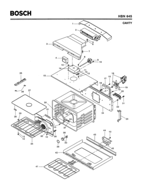 02 - CAVITY Diagram and Parts List for HBN645  Bosch Range