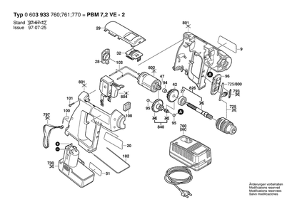 Section 1 Diagram and Parts List for 0603933770  Bosch Cordless Drill