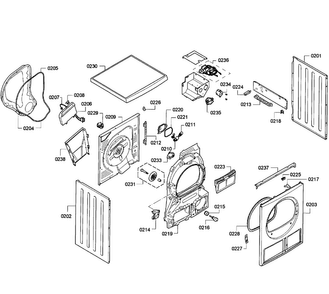 Cabinet Diagram and Parts List for WTE86300US 08 Bosch Dryer