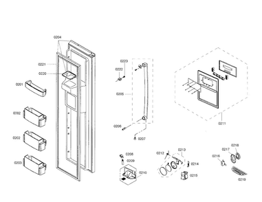 Freezer Door Diagram and Parts List for B20CS80SNS 01 Bosch Refrigerator