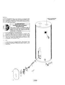 Power Miser 30/40 Gallon Short Diagram and Parts List for 153327164  Kenmore Water Heater