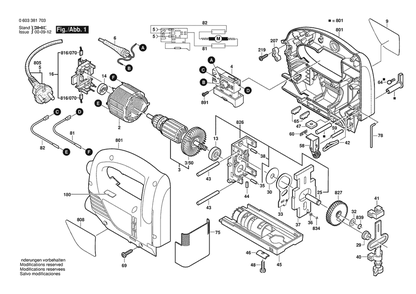 Section 1 Diagram and Parts List for PST650PE 0603381734 Bosch Jig Saw