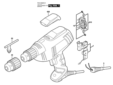 Bosch 6325 (F012632501) Diagram and Parts List for 6325 F012632501 Bosch Cordless Drill