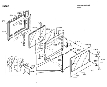 Door 2 Diagram and Parts List for HBLP651LUC 02 Bosch Wall Oven