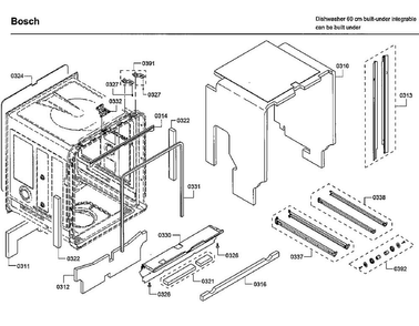 Frame Diagram and Parts List for SHPM98W75N 01 Bosch Dishwasher