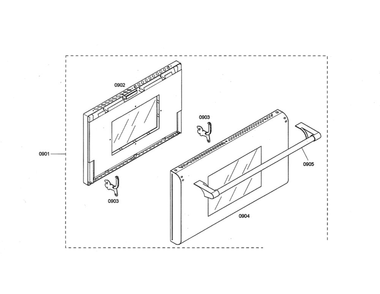Door Diagram and Parts List for PDR364GDZS 07 Thermador Range