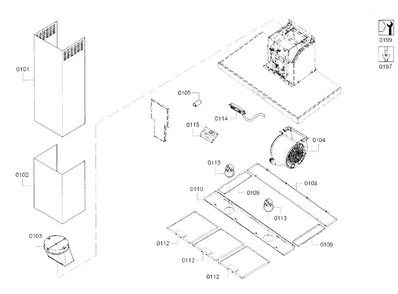 Range Hood Assy Diagram and Parts List for HCB50651UC 01 Bosch Range Hood