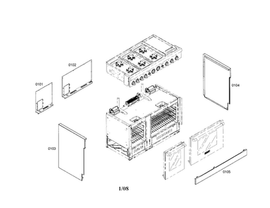Panels Diagram and Parts List for PRD486EDHC 01 Thermador Range