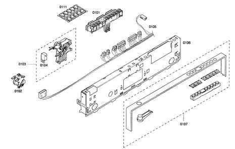 Front Panel Diagram and Parts List for SHX65P02UC 53 Bosch Dishwasher