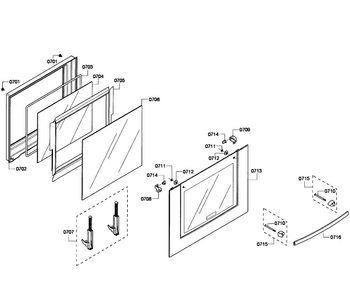 Lower Door Assy Diagram and Parts List for HBL8650UC 07 Bosch Wall Oven