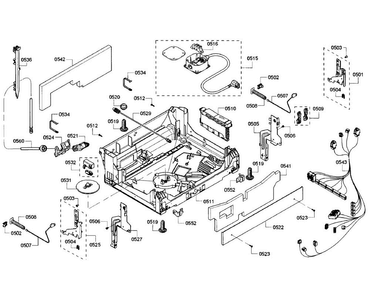 Base Section Diagram and Parts List for SHP7PT55UC 07 Bosch Dishwasher