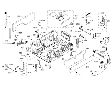 Base Section Diagram and Parts List for SHP65TL2UC 01 Bosch Dishwasher