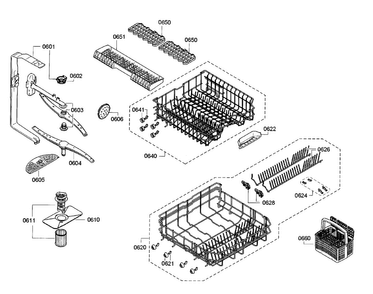 Rack Assy Diagram and Parts List for SGE63E15UC 87 Bosch Dishwasher