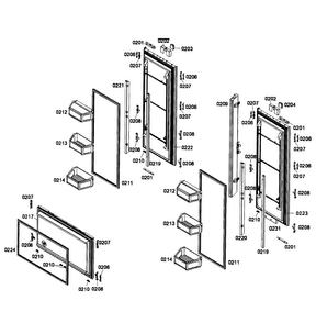 Door Assy Diagram and Parts List for T36IT71FNS 01 Thermador Refrigerator