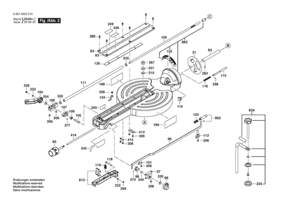 Section 2 Diagram and Parts List for 3601M43010  Bosch Miter Saw