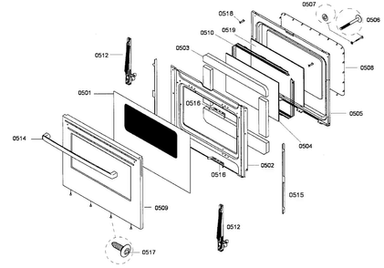 Door Assy Diagram and Parts List for HGS3053UC 01 Bosch Range