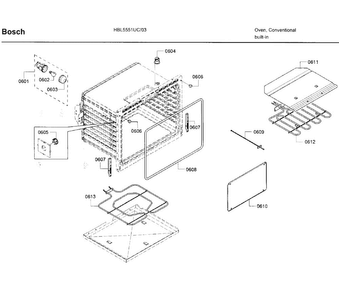 Cavity 2 Diagram and Parts List for HBL5551UC 03 Bosch Wall Oven