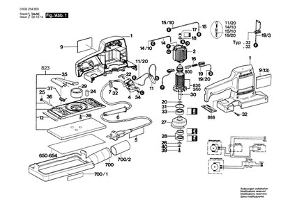 Section 1 Diagram and Parts List for PSS220 0603254832 Bosch Orbital or Palm Sander