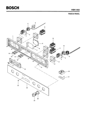 05 - FASCIA PANEL Diagram and Parts List for HBN652  Bosch Range