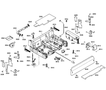 Base Section Diagram and Parts List for SHX55M05UC 50 Bosch Dishwasher