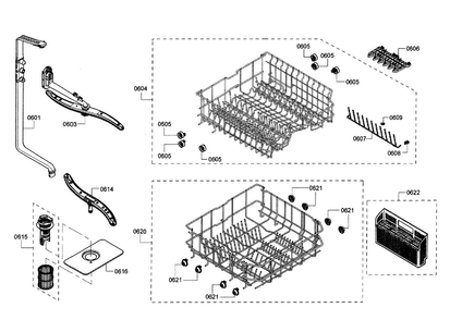 Rack Diagram and Parts List for SHX3AR55UC 15 Bosch Dishwasher