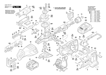 Diagram Diagram and Parts List for GSA18V-110 3 601 FC0 010 Bosch Reciprocating Saw