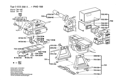Section 2 Diagram and Parts List for PHO150 0603258039 Bosch Planer Jointer
