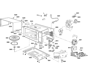 Cabinet Assy Diagram and Parts List for HMB5050 02 Bosch Microwave