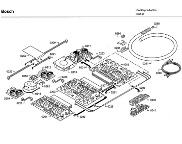 Pcb Asy Diagram and Parts List for NIT8668SUC 01 Bosch Cooktop