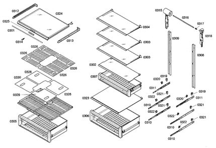 Drawer Assy Diagram and Parts List for T24IR70NSP 27 Thermador Refrigerator