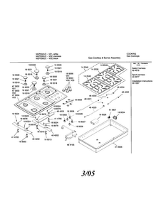 Gas, Cooktop Diagram and Parts List for NGP936UC 01 Bosch Cooktop