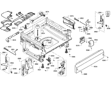 Base Section Diagram and Parts List for SHX3AR76UC 22 Bosch Dishwasher