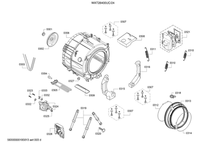 Oscillating System Parts Diagram and Parts List for WAT28400UC 24 Bosch Washer