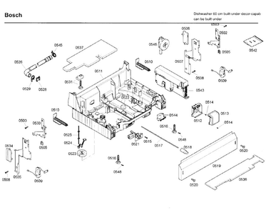 Base Diagram and Parts List for SHE65P05UC 58 Bosch Dishwasher