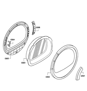 Door Assy Diagram and Parts List for WTE86300US 10 Bosch Dryer