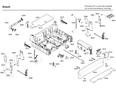 Base Diagram and Parts List for SHV68P03UC 58 Bosch Dishwasher