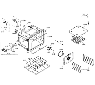 Oven Upper Diagram and Parts List for HBL5660UC 02 Bosch Wall Oven