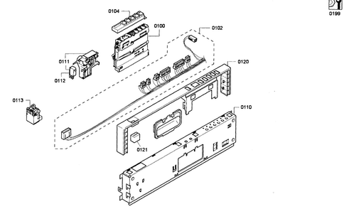 Front Panel Diagram and Parts List for SRX53C15UC 01 Bosch Dishwasher